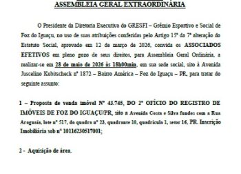 Convocação: Assembleia Geral Extraordinária do GRESFI